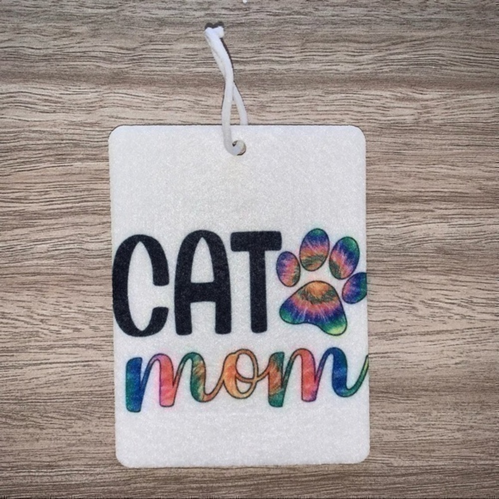 Cat mom tie dye car air freshener (reusable) new